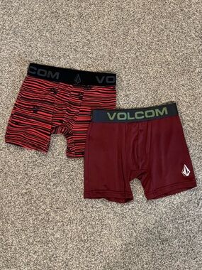 Volcom Boys' Burgundy and Red Striped Athletic Boxer Briefs